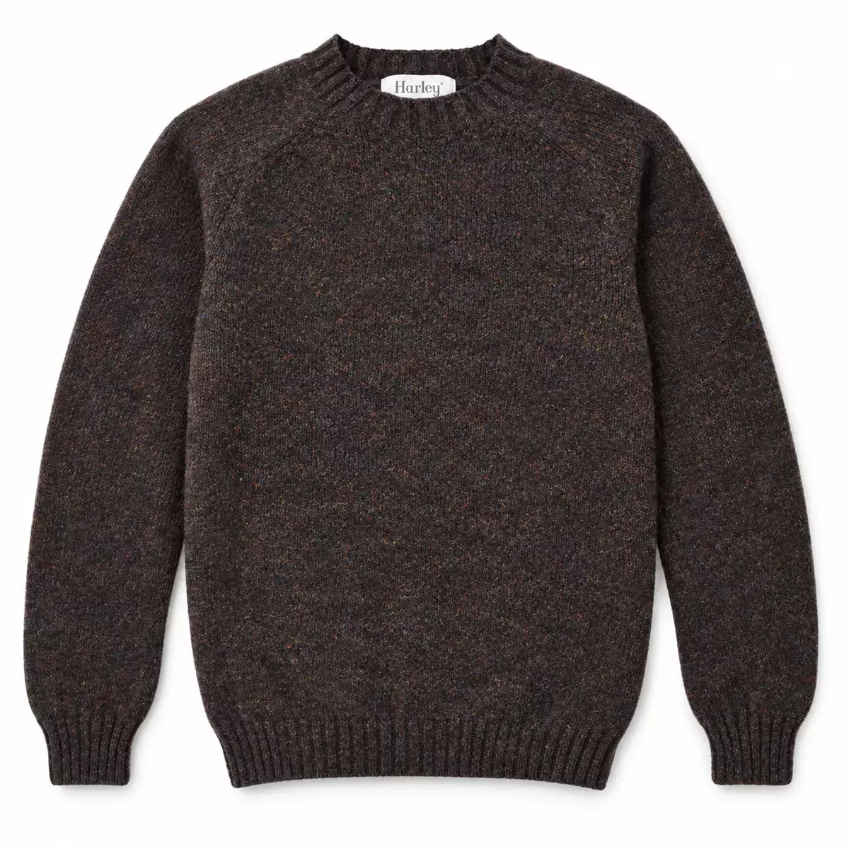Harley of Scotland Herrenpullover Dunkelbraun bunt meliert Vorderansicht